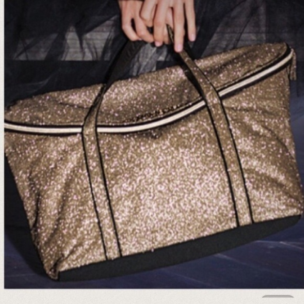 Victorias Secret gold and black tote.